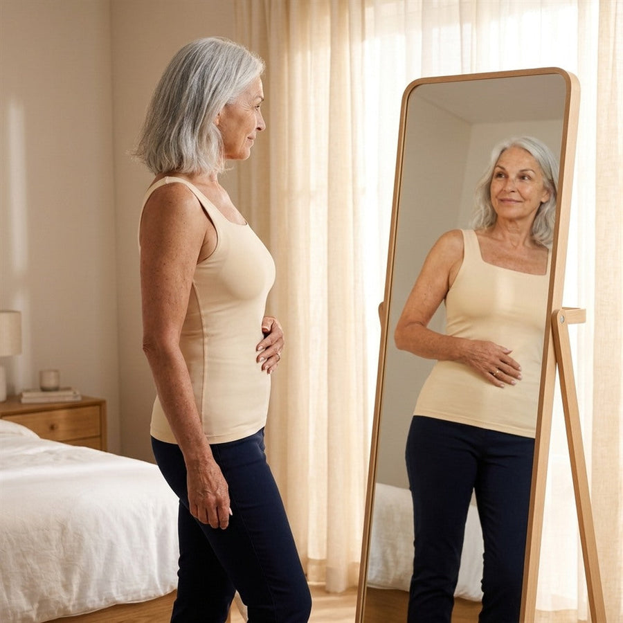 The comfort tank worn with everyday clothing