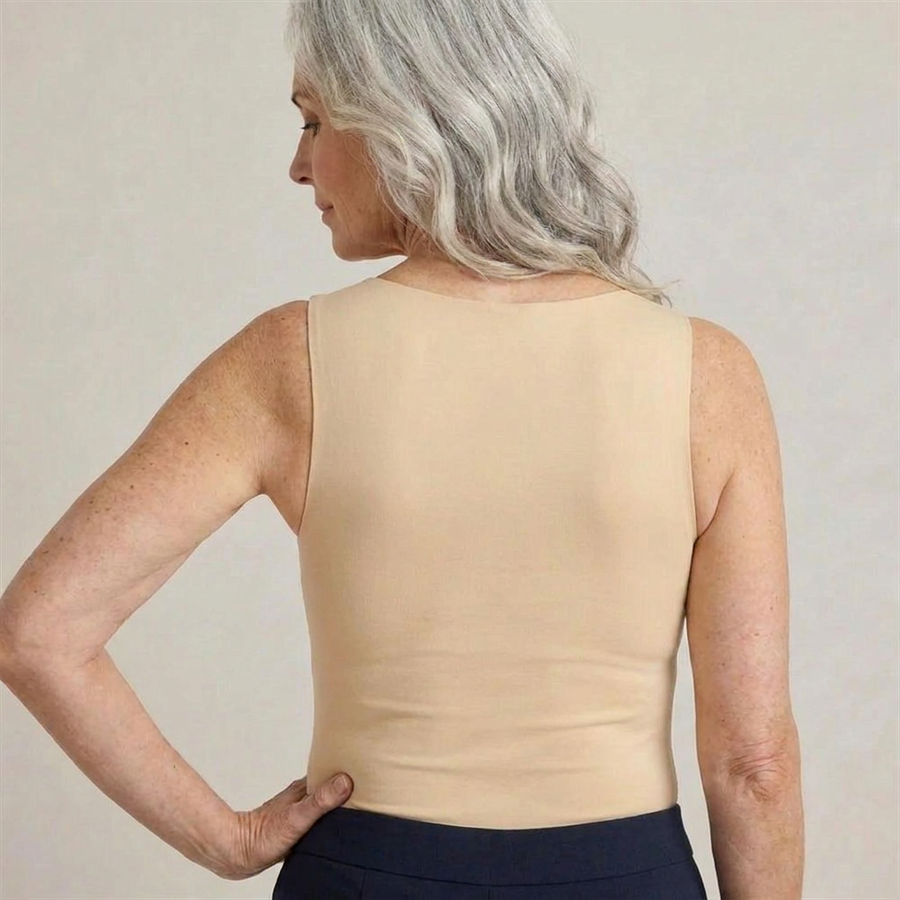 Full-coverage tank back and wide shoulder straps