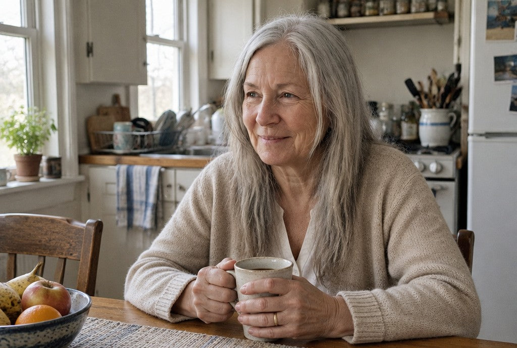 Susie, 67, at her kitchen table